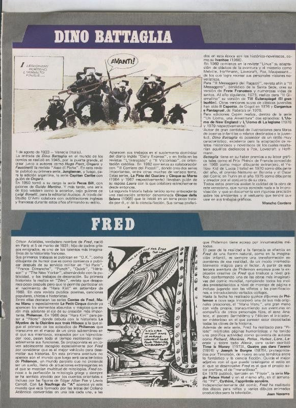 Historia de los Comics: Ficha de Dino Battaglia y Fred