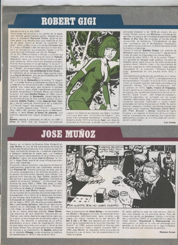 Historia de los Comics: Ficha de Robert Gigi y Jose Muñoz