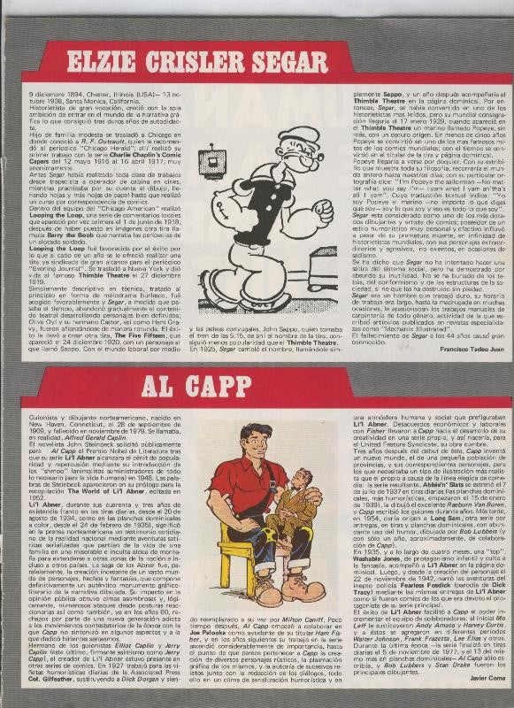 Historia de los Comics: Ficha de Elzie Grisler Segar y Al Capp