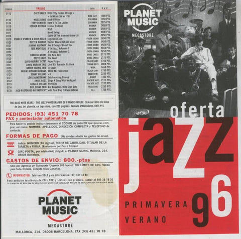 Propaganda de Planet Music oferta Jazz primavera verano 96