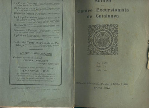 Butlleti del centre excursionista de catalunya numero 316, maig 1921