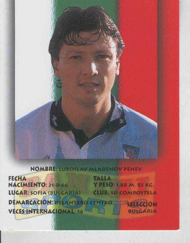 Ficha Postal Panini Sport:  Penev