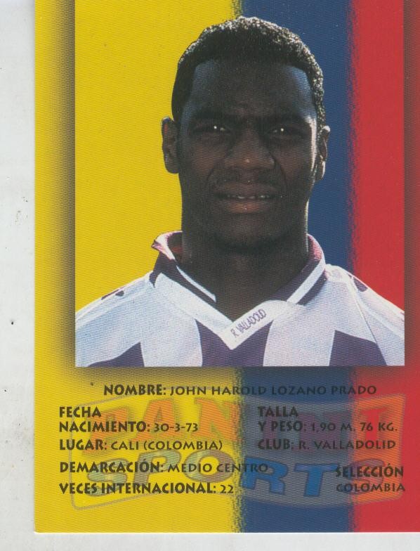 Ficha Postal Panini Sport:  Lozano Prado