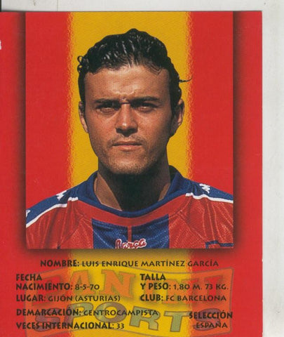 Ficha Postal Panini Sport:  Luis Enrique