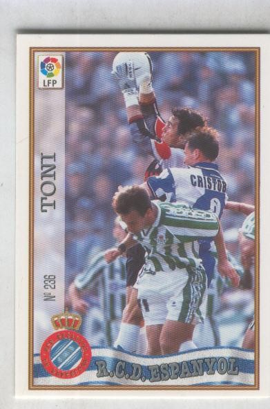 Cromo Liga 97/98: R.C.D.Espanyol numero 236: Toni
