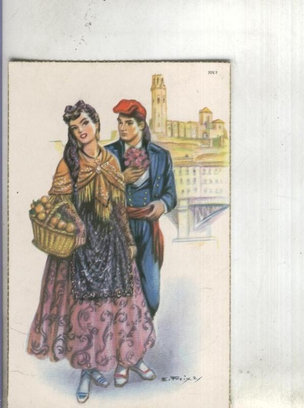 Postal 002384: Barcelona-motivos tradiciones, dibujos de Emilio Freixas