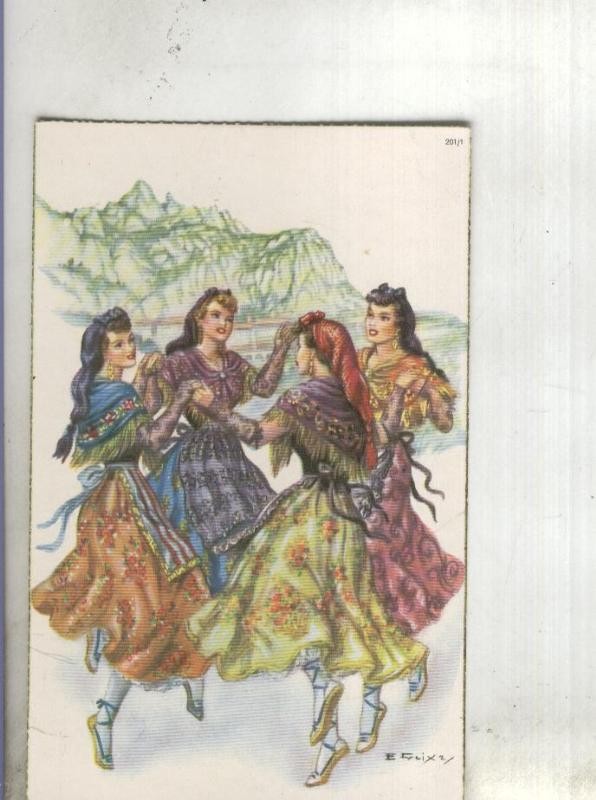 Postal 002385: Barcelona-motivos tradiciones, dibujos de Emilio Freixas