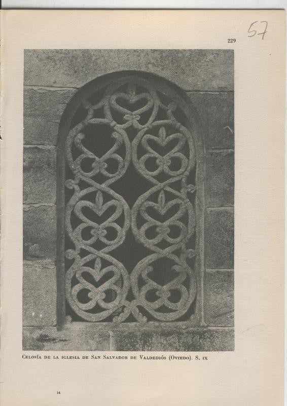Arte Hispanico lamina numerada 057: Celosia de la iglesia de San Salvador de Valdedios, oviedo