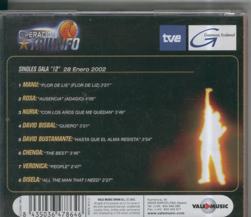 CD: Operacion Triunfo Gala numero 12 del 28.01.2002