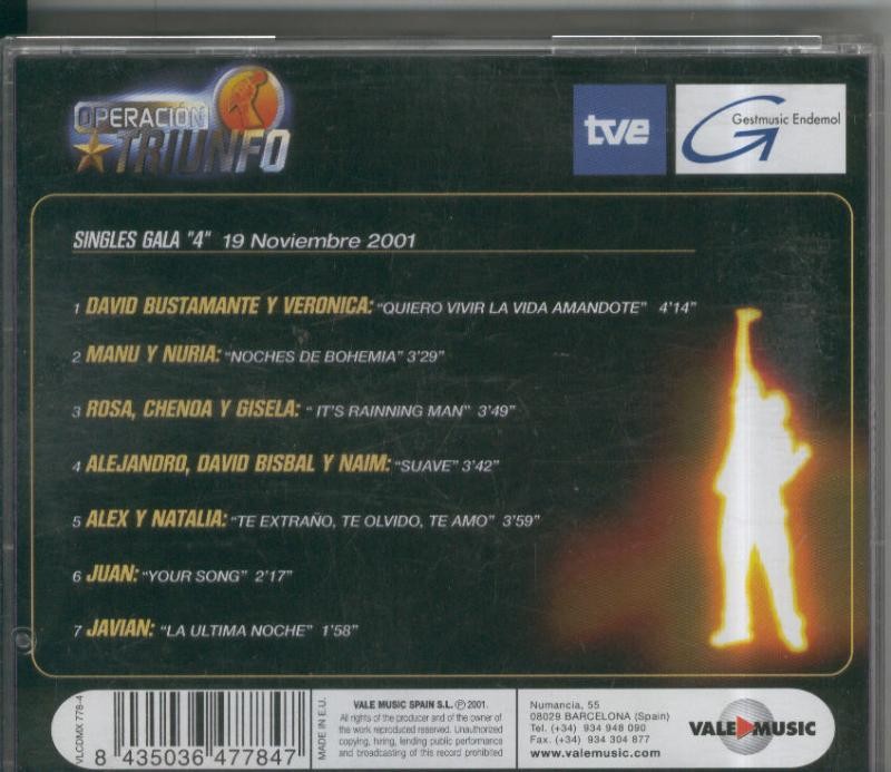 CD: Operacion Triunfo Gala numero 04 del 19.11.2001