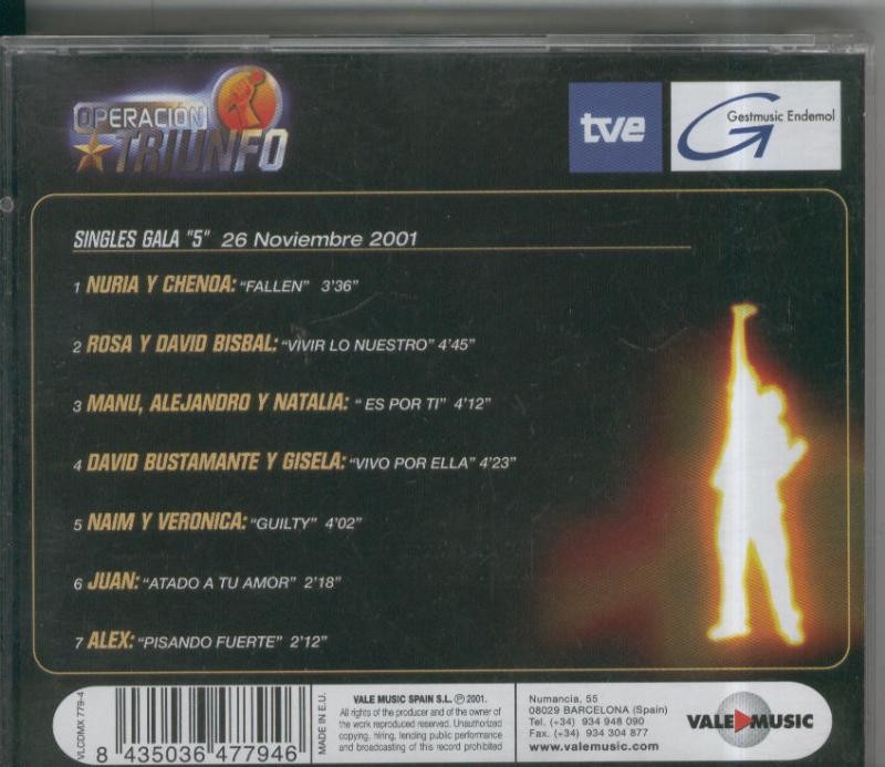 CD: Operacion Triunfo Gala numero 05 del 26.11.2001