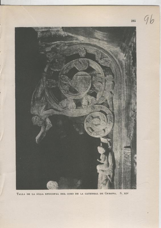 Arte Hispanico lamina numerada 096: Talla de la silla episcopal del coro de la catedrak de Gerona