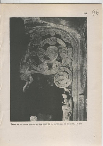 Arte Hispanico lamina numerada 096: Talla de la silla episcopal del coro de la catedrak de Gerona
