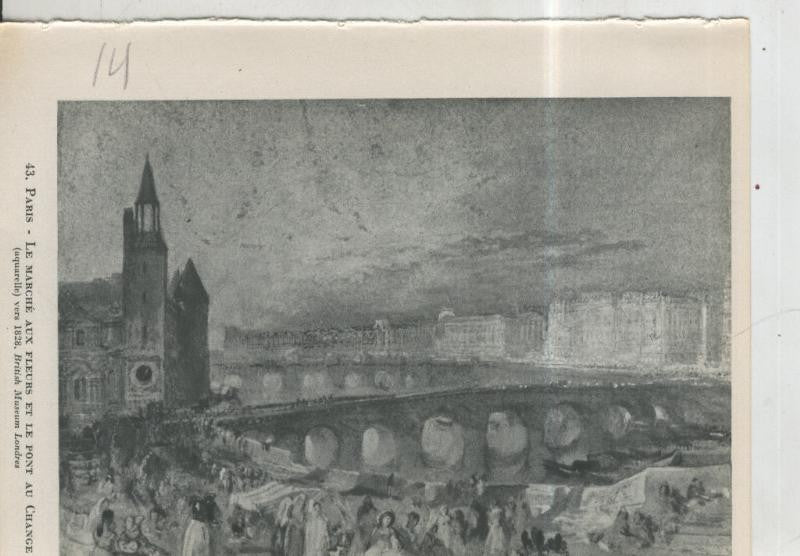 Turner lamina 14: Paris, le marche aux fleurs et le pont au change