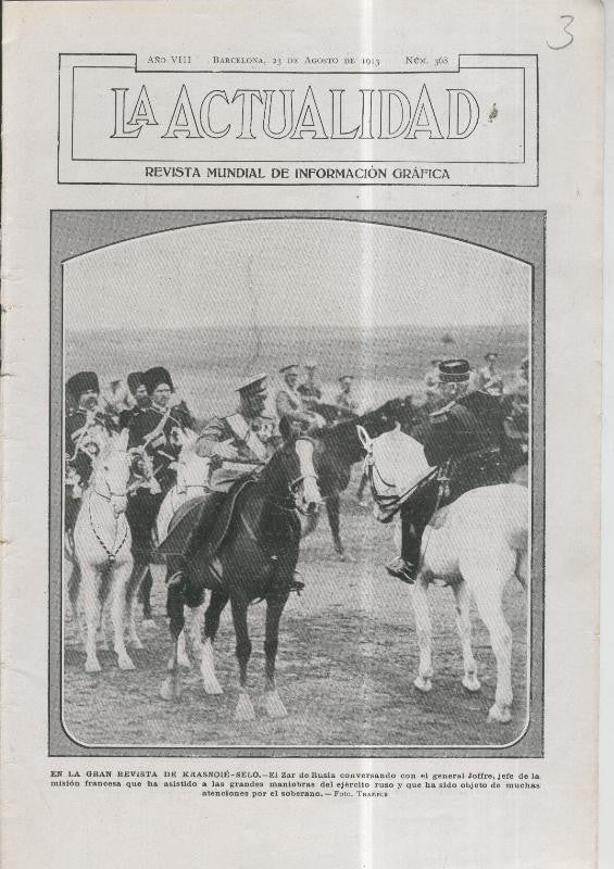 La Actualidad numero 368 (23.8.1913): El Zar de Rusia y el General frances Joffre