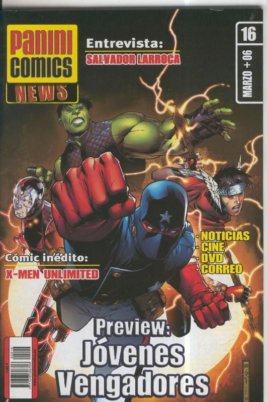 Panini Comics News numero 16  (leve huella de haber estado en lugar humedo, papel algo acartonado)