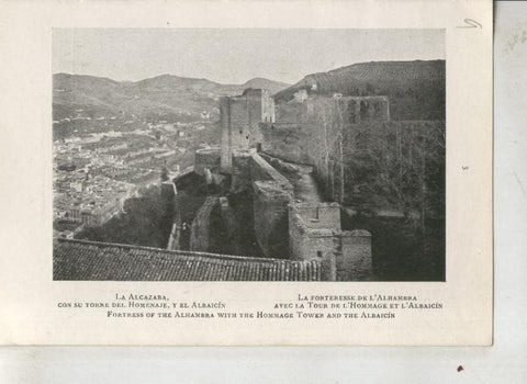 Alhambra: lamina 09: La Alcazaba con su torre del homenaje y el Albaicin