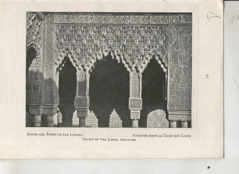 Alhambra: lamina 01: Arcos del patio de los leones