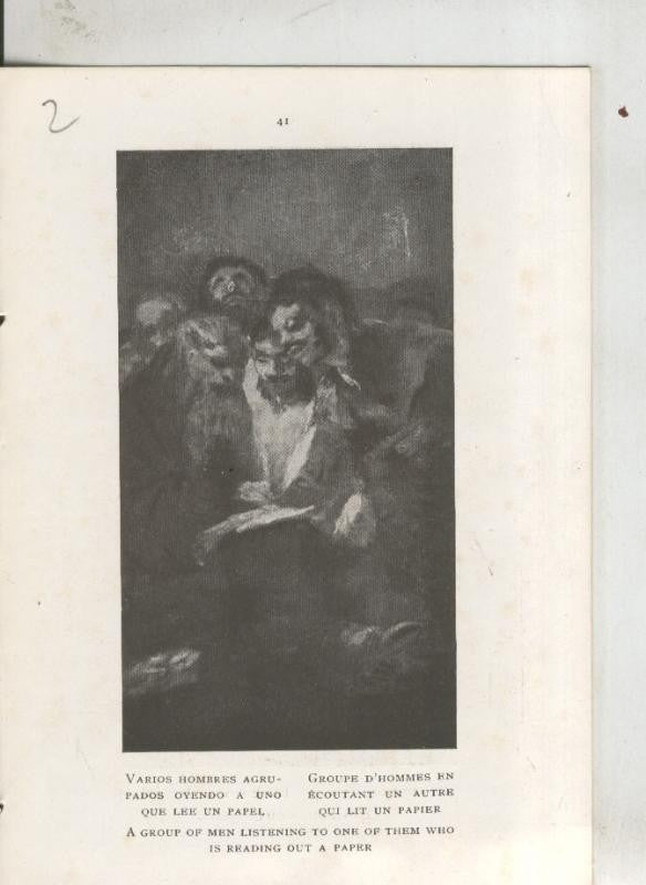 Goya en el museo del prado: lamina 02: Hombres agrupados oyendo a uno que lee un papel