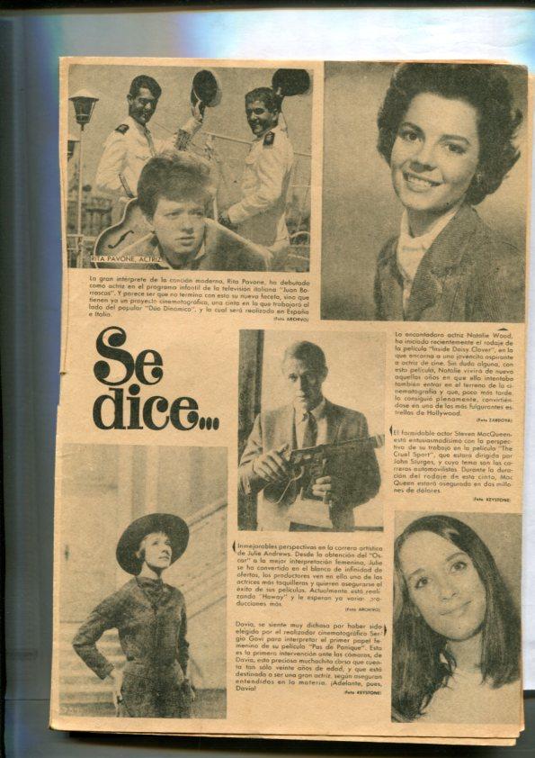 Sissi numero 331: pequeñas fichas sobre Rita Pavone-Steve Mcqueen-Julie Andrew-Natalie Wood-Davia