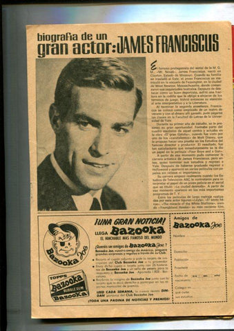 Sissi numero 330: ficha una pagina sobre James Franciscus