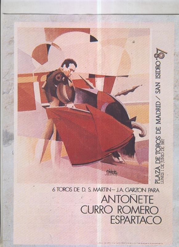 La pasion por los toros: Cartel  feria San Isidro del 1.6.1987 en Madrid
