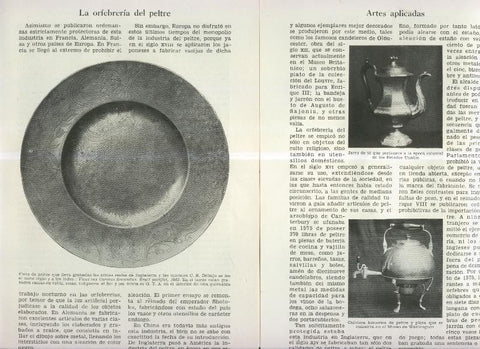 La orfebreria del Peltre y Reproducciones microscopicas en vidrio