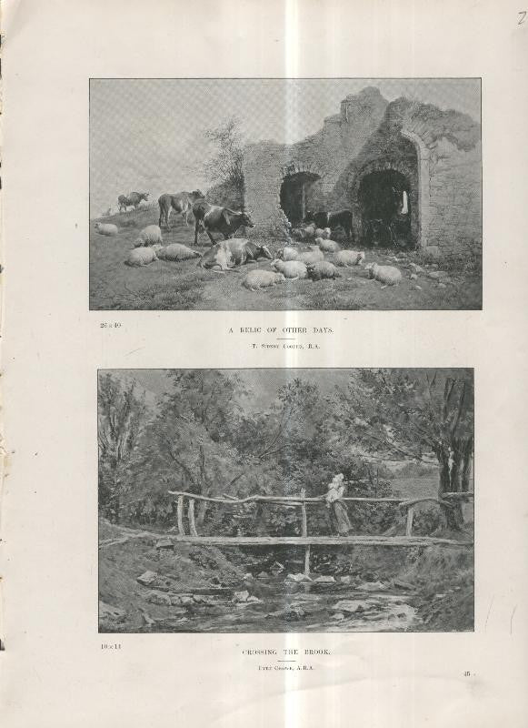 Lamina 020: A relic of other days por T.Sidney Cooper e Crossing the Brook por Eyre Crowe