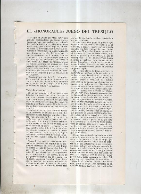 El honorable juego del Tresillo