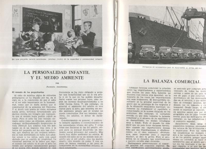 La balanza comercial y La personalidad infantil y el medio ambiente por Patricia Argensola