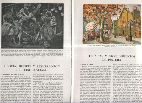 Tecnicas y procedimientos de pintura y Gloria,muerte y resurreccion del cine italiano
