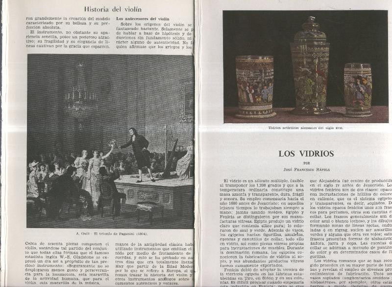 Los Vidrios por Jose Francisco Rafols e Historia del Violin por Juan Salvat