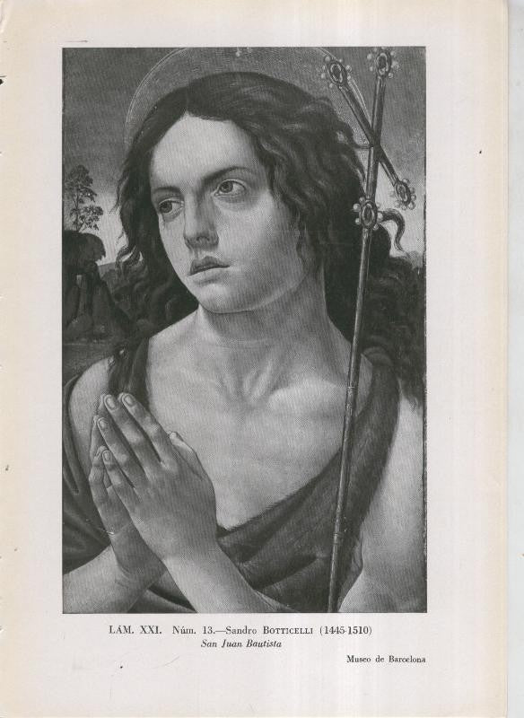 La coleccion Cambo, lamina 21: Sandro Botticelli: San Juan Bautista
