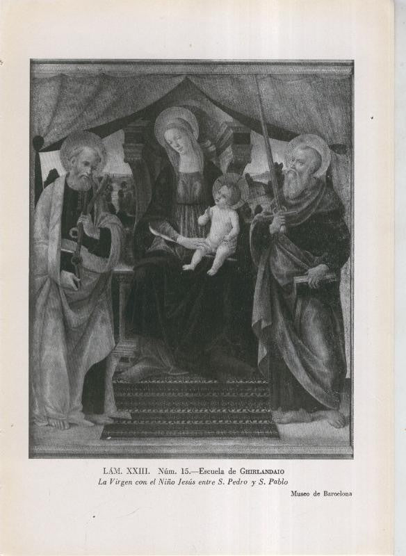 La coleccion Cambo, lamina 23: Escuela de Ghjirlandaio: La Virgen con el Niño Jesus
