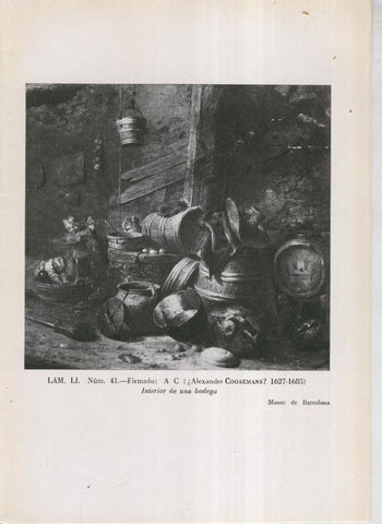 La coleccion Cambo, lamina 51: Alexander Coosemans ?: Interior de una bodega