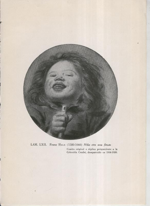 La coleccion Cambo, lamina 62: Franz Hals: Niño con una flauta