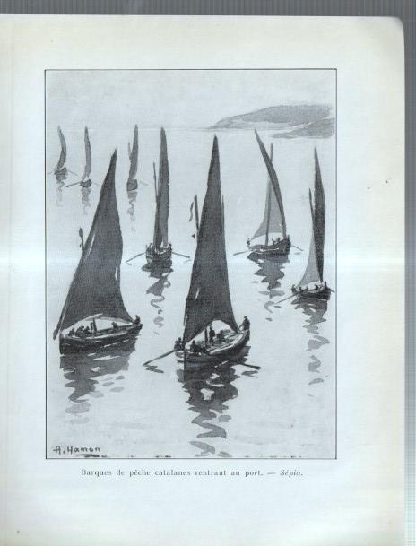 Adrien Hamon: lamina 02: Barques de peche catalanes rentrant au port