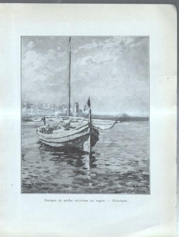 Adrien Hamon: lamina 11: Barque de peche catalane au repos