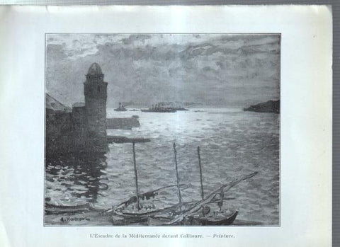 Adrien Hamon: lamina 19: L´escadre de la Mediterranee devant Collioure