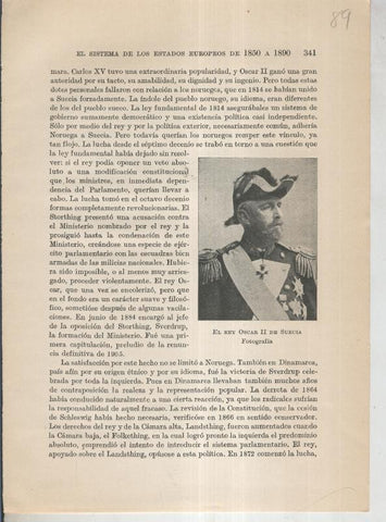 Liberalismo y Nacionalismo 1848-1890: Lamina numerada 89: Fotografia de El Rey Oscar II de Suecia