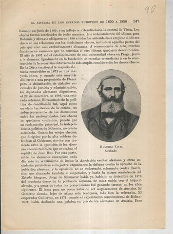 Liberalismo y Nacionalismo 1848-1890: Lamina numerada 90: Grabado de Koloman Tisza