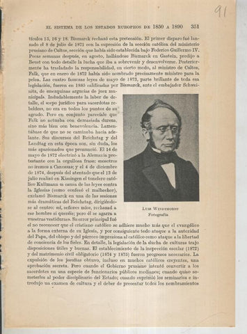 Liberalismo y Nacionalismo 1848-1890: Lamina numerada 91: Fotografia de Luis Windthorst