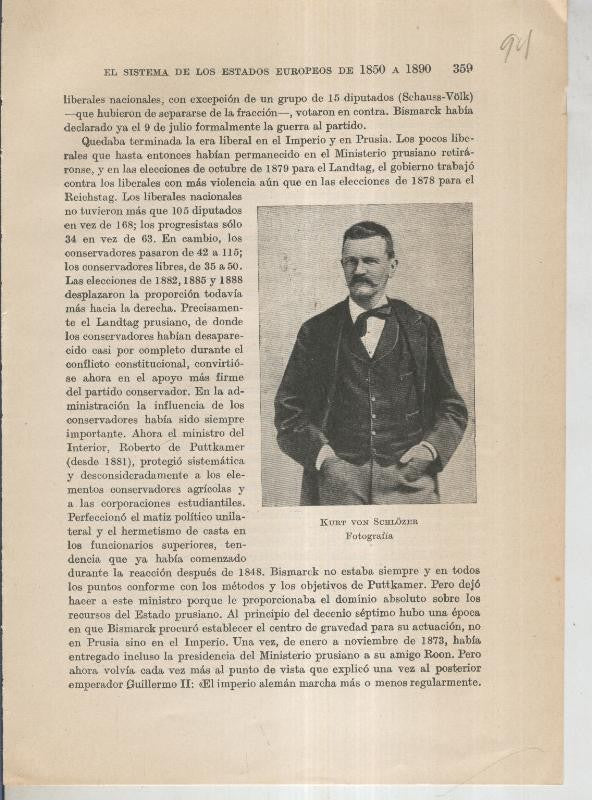 Liberalismo y Nacionalismo 1848-1890: Lamina numerada 94: Fotografia de Kurt Von Schlozer