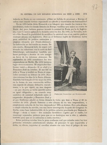 Liberalismo y Nacionalismo 1848-1890: Lamina numerada 97: foto del Principe Clodoveo de Hohenlohe