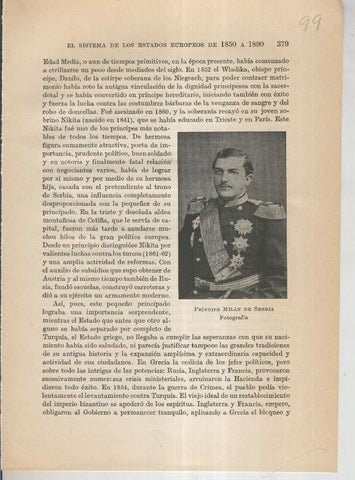Liberalismo y Nacionalismo 1848-1890: Lamina numerada 99: Fotografia del Principe Milan de Serbia