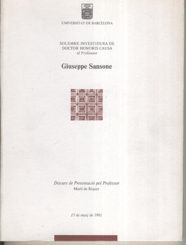 Solemne investidura de Doctor Honoris Causa  al profesor Giuseppe Sansone