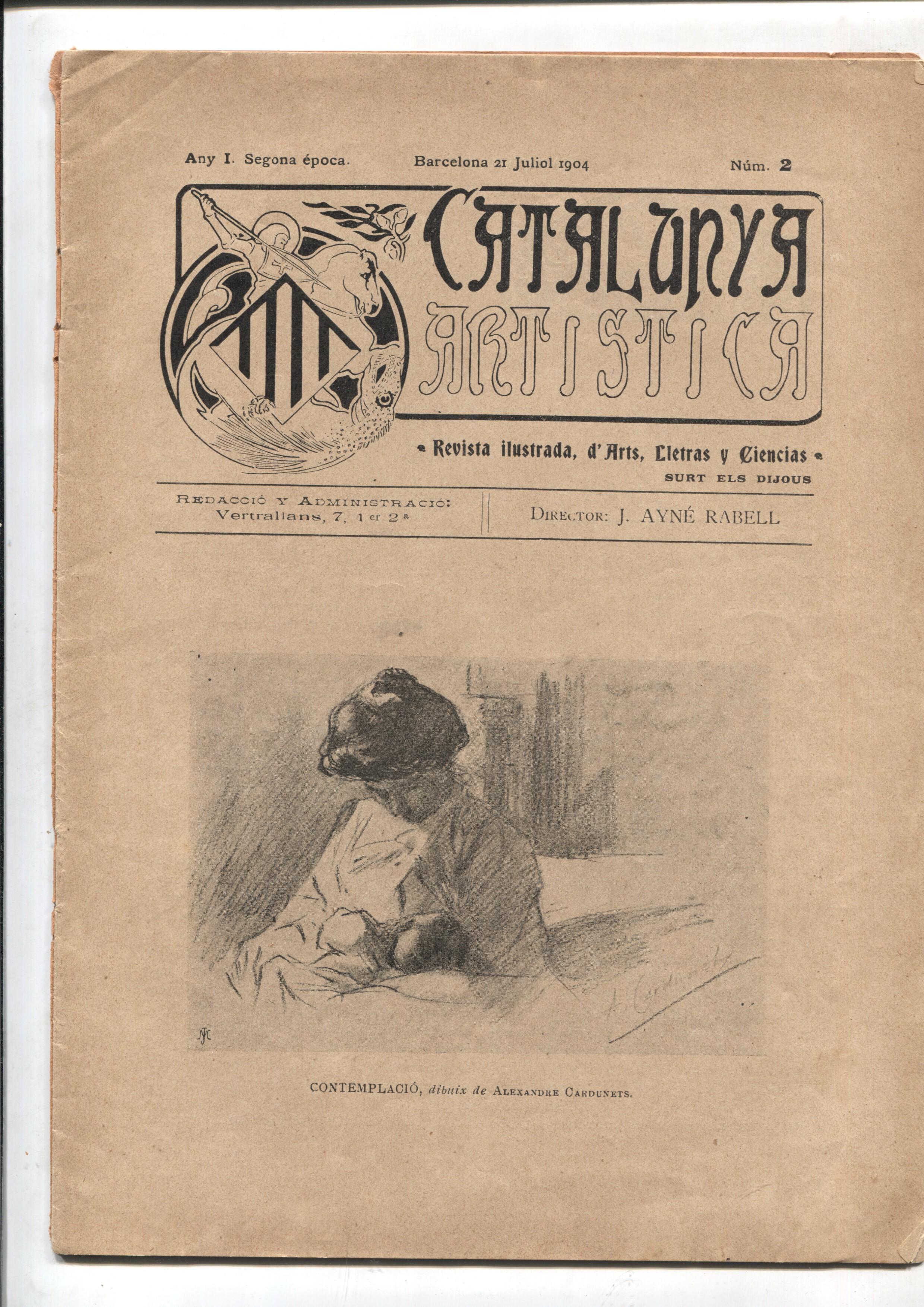 Catalunya Artistica segona epoca numero 02: Contemplacio, dibuix de Alexandre Cardunets