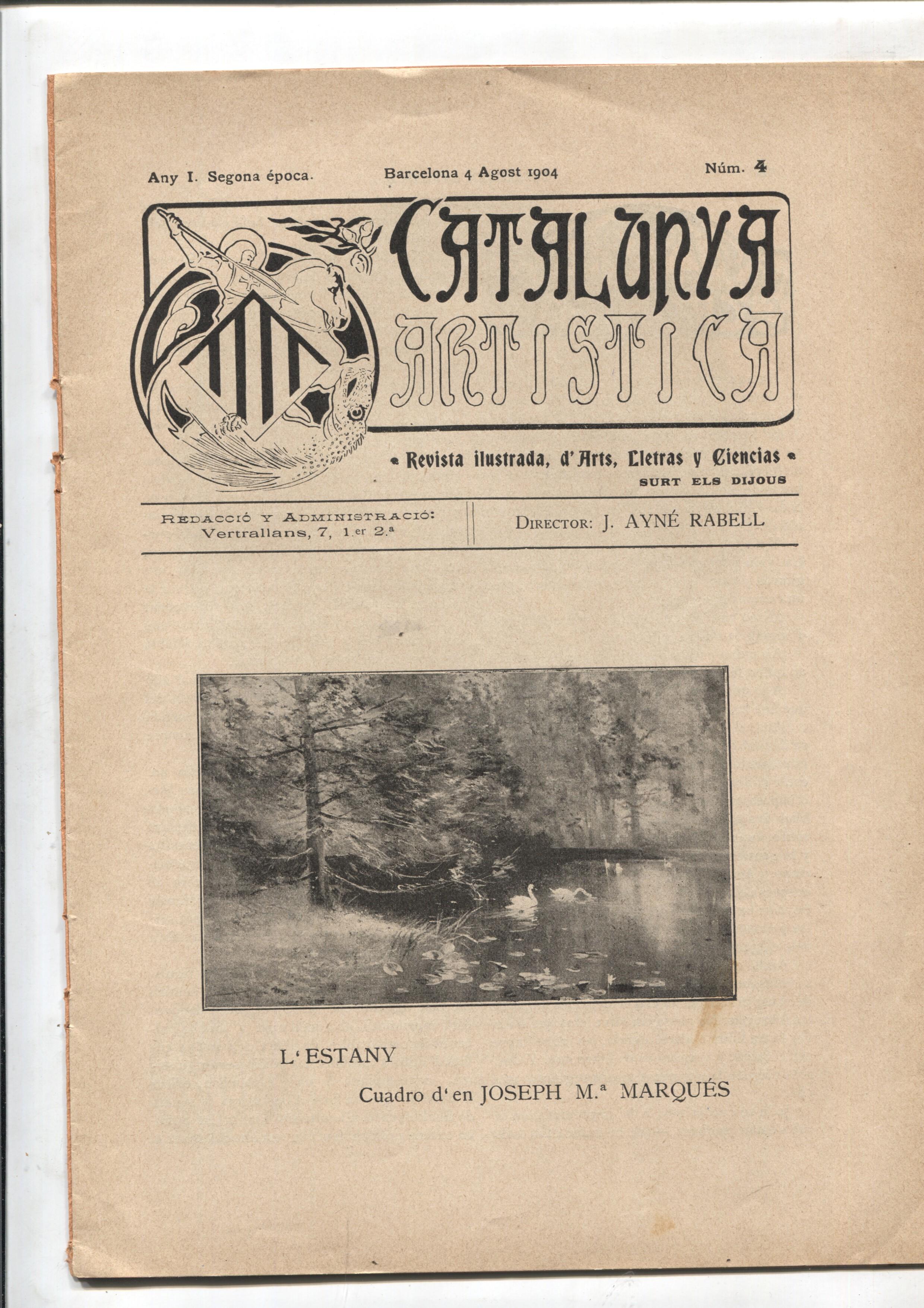 Catalunya Artistica segona epoca numero 04: L'estany, cuadro de Joseph Mª Marques