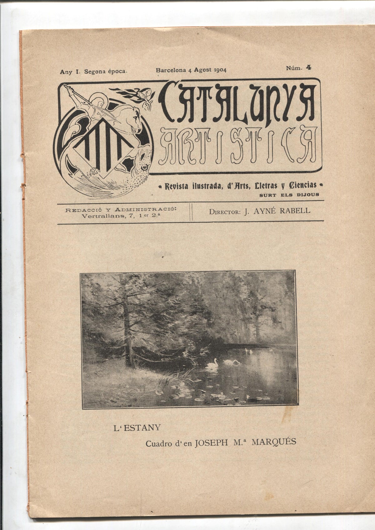 Catalunya Artistica segona epoca numero 04: L'estany, cuadro de Joseph Mª Marques