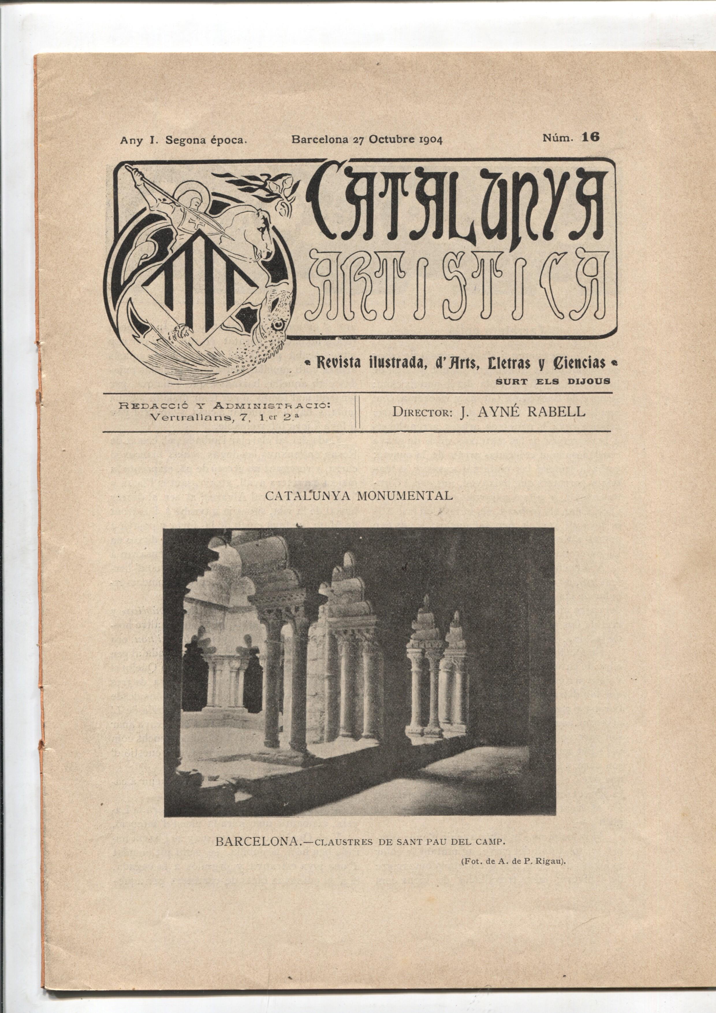 Catalunya Artistica segona epoca numero 16: Claustres de Sant Pau del Camp en Barcelona